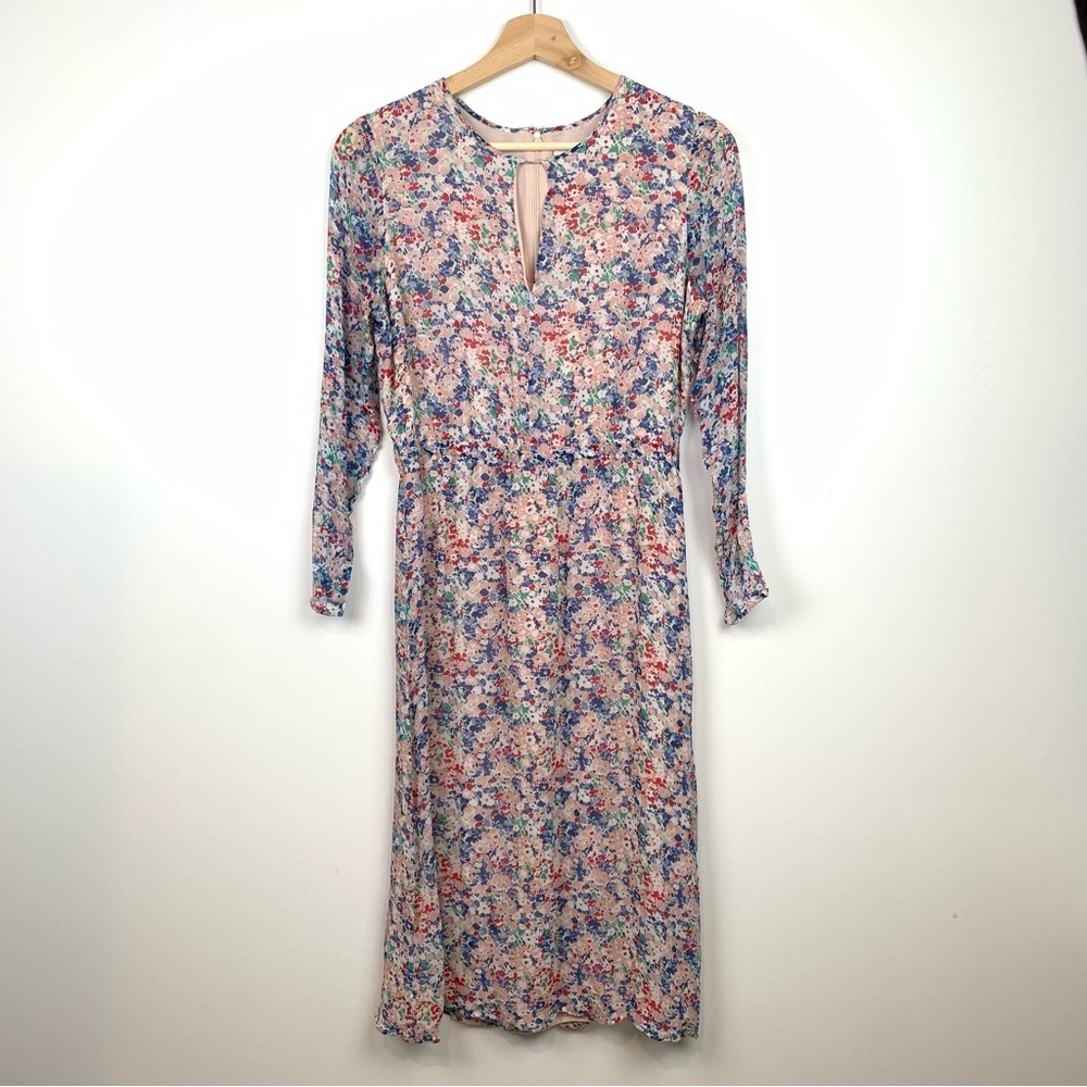 Sezane Dress Victoire Floral Flowers Sz 38 Lined Midi Feminine Romantic No Belt